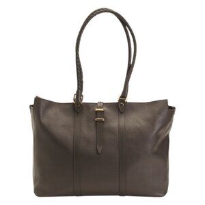 DIVINA FIRENZE Made In Italy Leather Woven Handle Gold Tone Hardware Tote